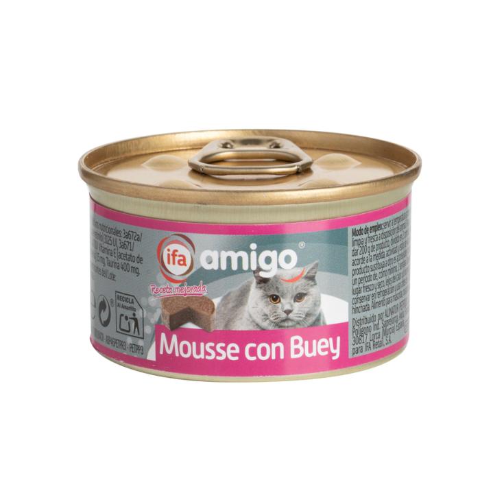 Comida húmeda gato mousse buey lata Ifa Amigo 85g