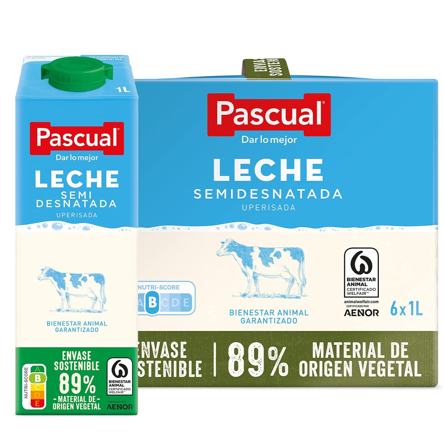 Pascual teilentrahmte Milch 6x1 L Packung