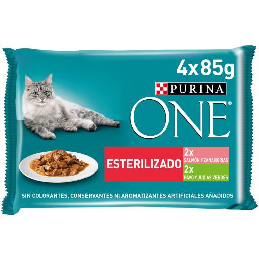 Alimento Gatos Esterilizados One Pavo&Salmon 4u - 85g