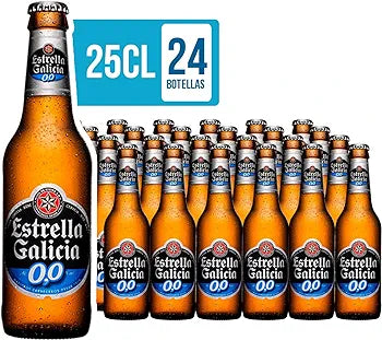 Estrella Galicia 00 Bier Packung mit 24 Flaschen x 25 cl