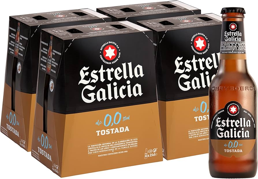 Estrella Galicia 00 Bier Packung mit 24 Flaschen x 25 cl