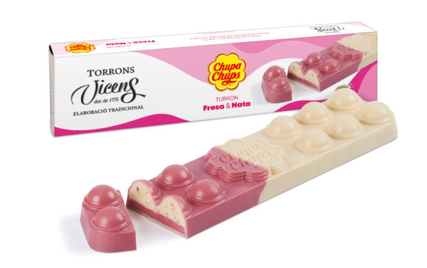 Turrón Vicens Chupa Chups de Fresa y Nata 300g