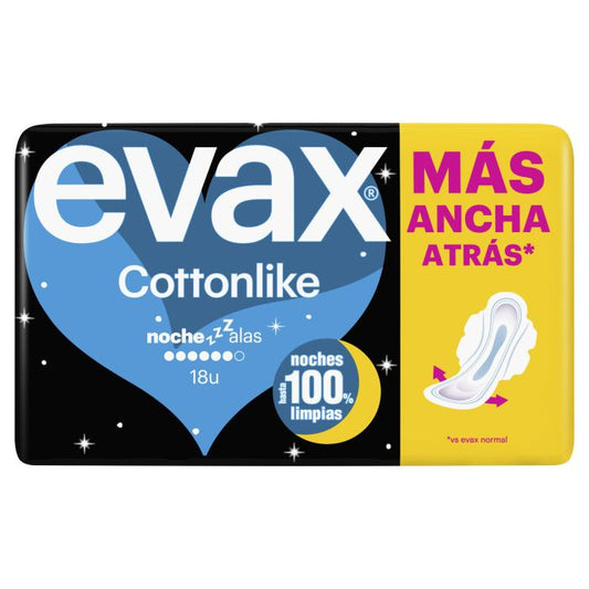 Evax cottonlike night pads wings 18 a