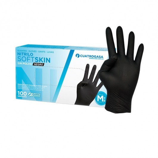 Softskin Black Nitrile Gloves x100u